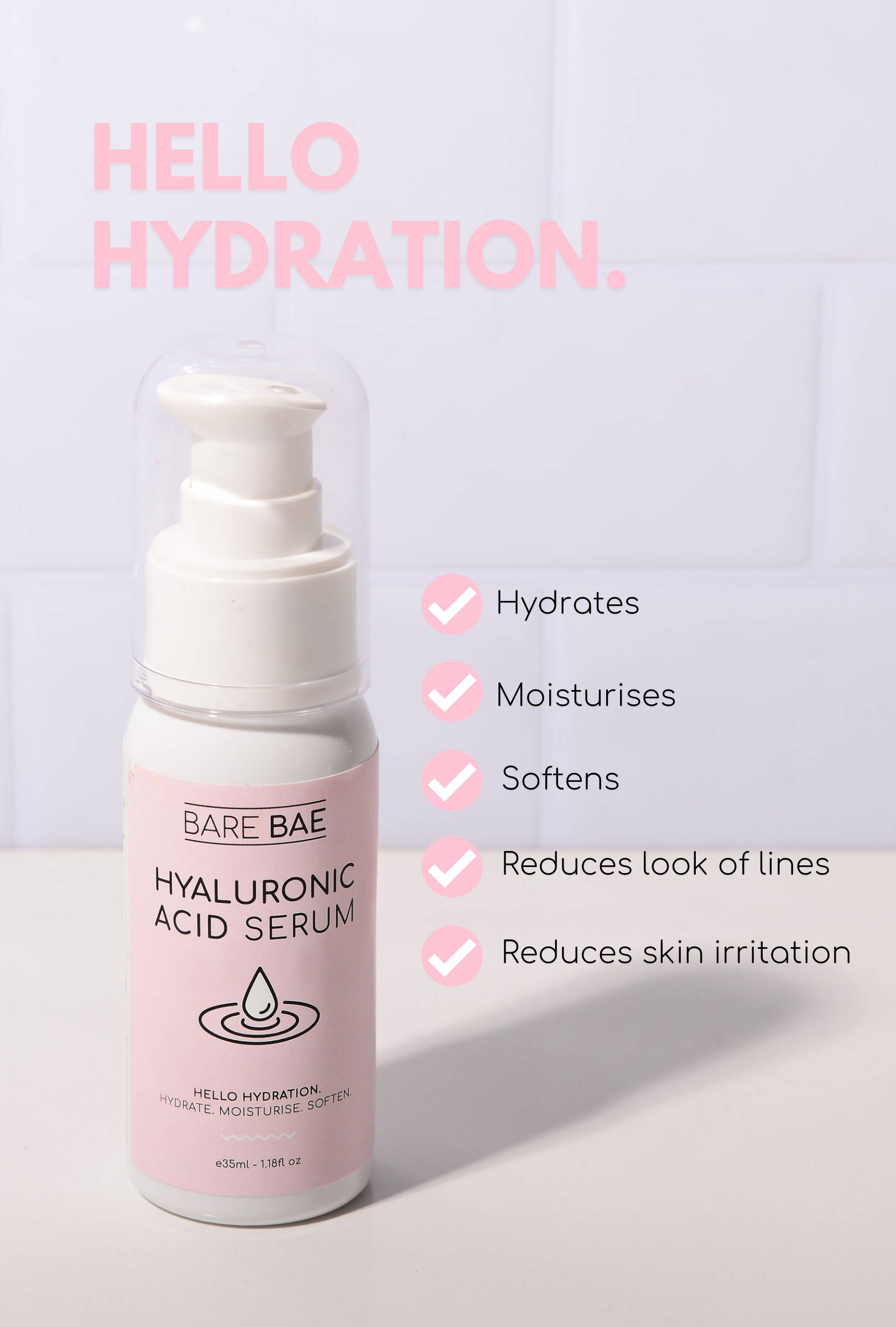 Hyaluronic Acid Serum BARE BAE Australian Made Skincare